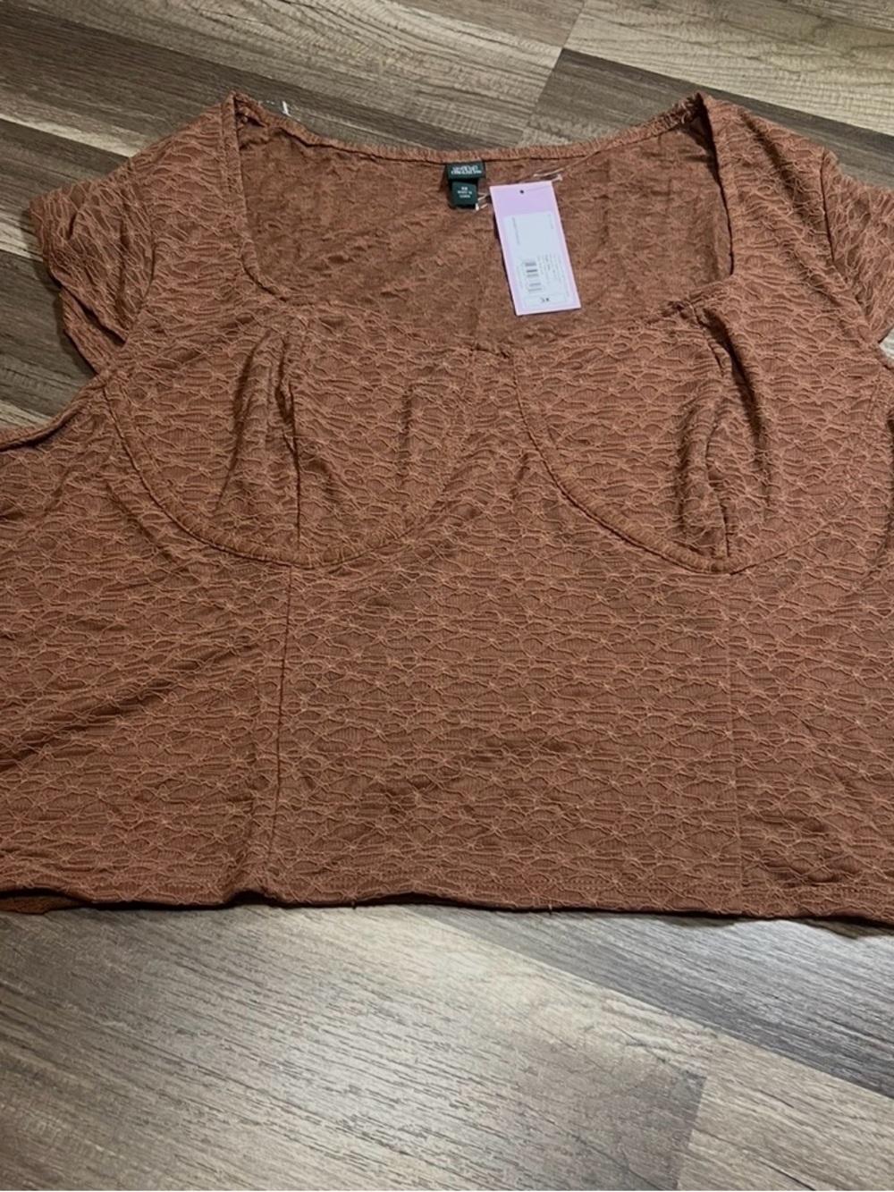 NWOT Wild Fable Textured Scoop Neck Crop Top in Rust
